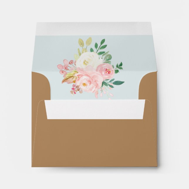 Enveloppe Jardin rose botanique Roses Brown RSVP Mariage (Dos (Bas))