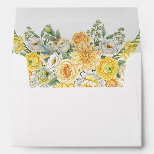 Enveloppe Jaune Beurre Pêche Sauge Vert Floral Mariage