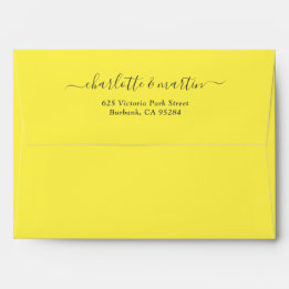 Enveloppe Jaune Citron Élégant Écriture Adresse de Retour Ma
