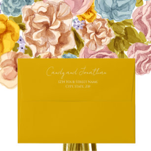 Enveloppe Jaune doré Simple Style moderne Mariage de script