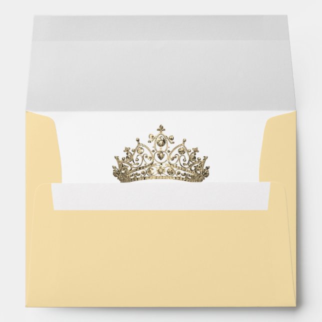 Enveloppe Jaune Elégante Couronne Or Tiara Royal Princess (Dos (Bas))