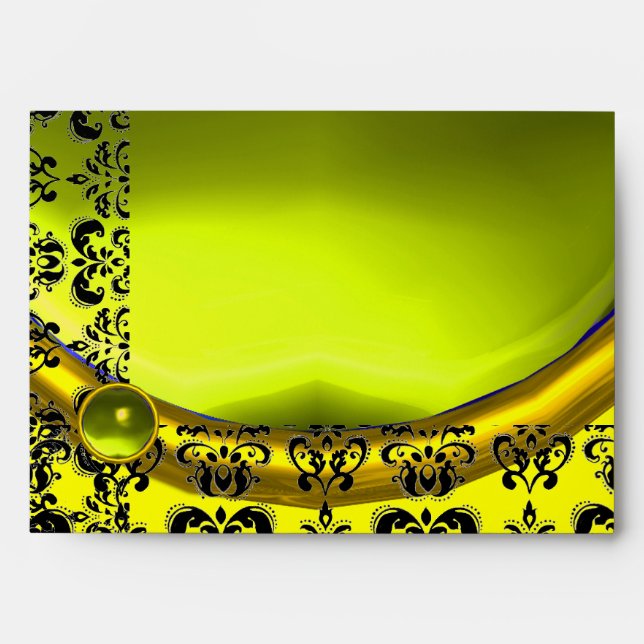 ENVELOPPE JAUNE ET NOIR DAMASK TOPAZ OR (Devant)