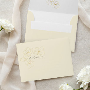 Enveloppe Jaune pâle Mariage Floral Or Chic