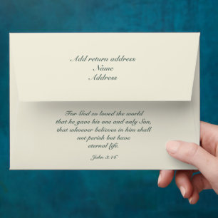 Enveloppe John 3:16 Elégant Green Custom Christian Christmas