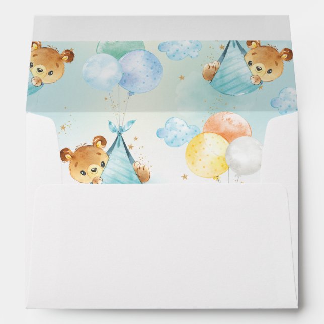 Enveloppe Joli Baby shower Garçon Teddy Bear (Dos (Bas))