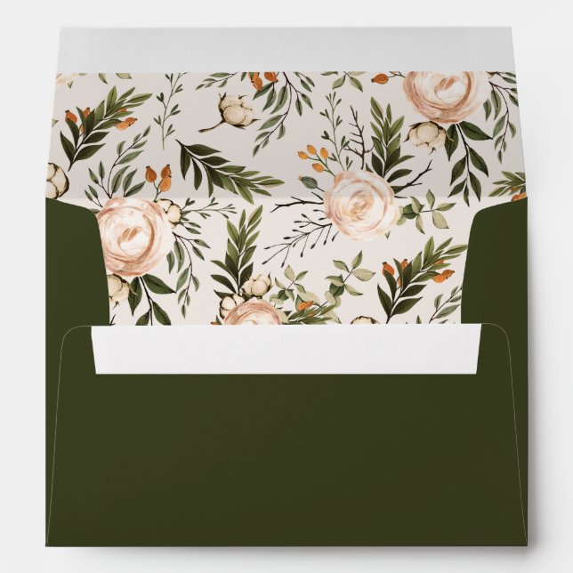 Enveloppe Joli Boho Terracotta Floral Préadressé (Dos (Bas))
