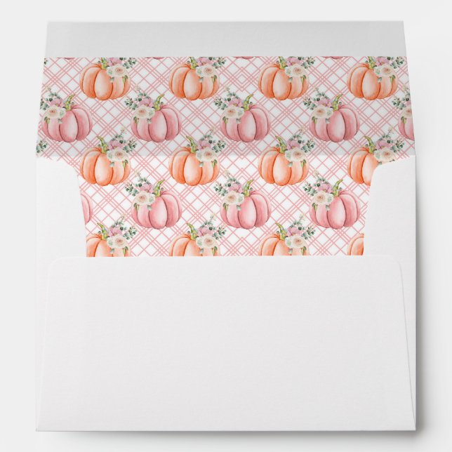 Enveloppe Joli Citrouille d'aquarelle rose et orange de auto (Dos (Bas))