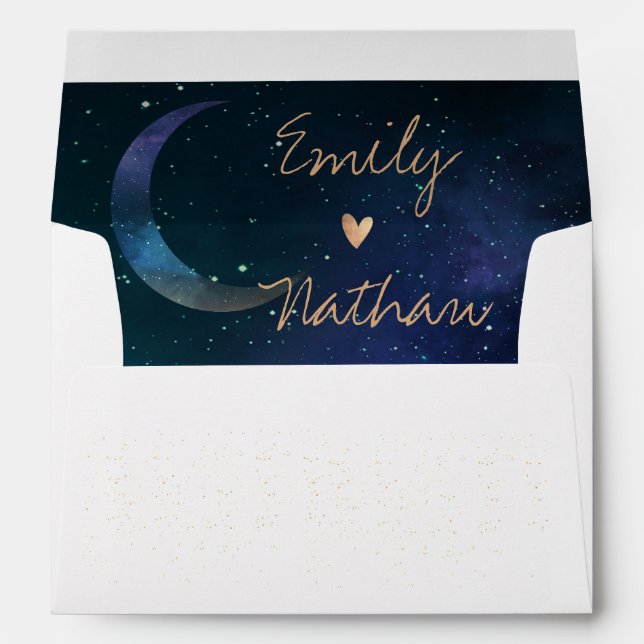 Enveloppe Joli Coeur de Lune Bleue SOUS LE Mariage STAR (Dos (Bas))