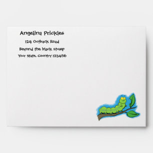 Enveloppe Joli dessin animé de chenille verte mignonne