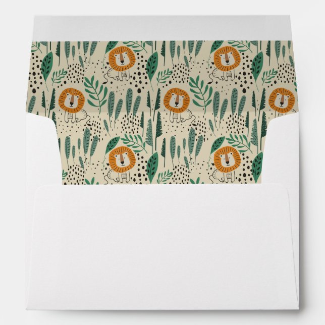 Enveloppe Joli Doodle Lion Jungle Rainforest Motif (Dos (Bas))