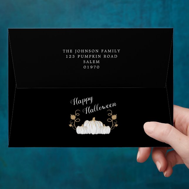 Enveloppe Joli Halloween Citrouille noir (Hand)