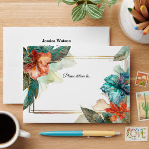 Enveloppe ✉️ Joli Hibiscus Mariage Serenade Paradise