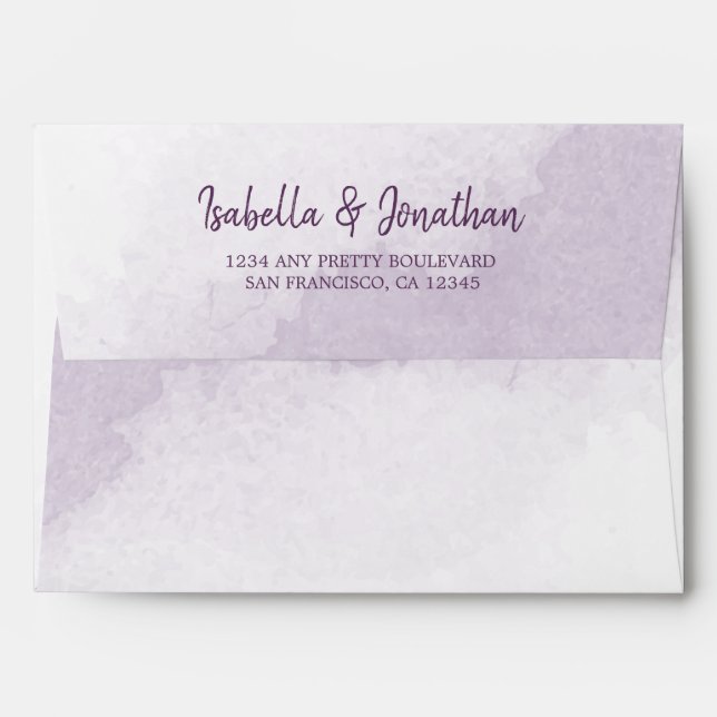 Enveloppe Joli mariage d'aquarelle violet (Dos (Haut rabat))