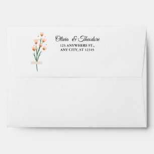 Enveloppe Joli Mariage Fleur sauvage à l'Aquarelle rose tend