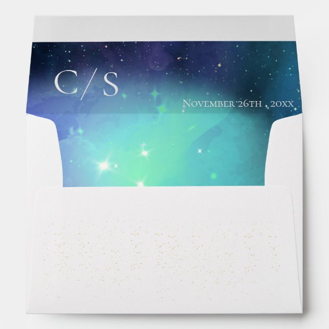 Enveloppe Joli Monogramme Galaxy SOUS LE Mariage STAR (Dos (Bas))