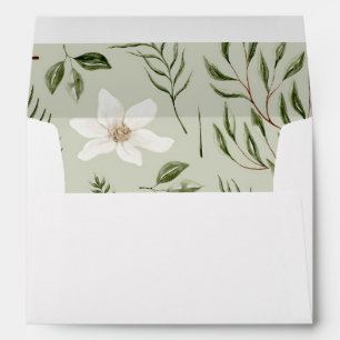 Enveloppe Joli motif floral aquarelle de verdure doré