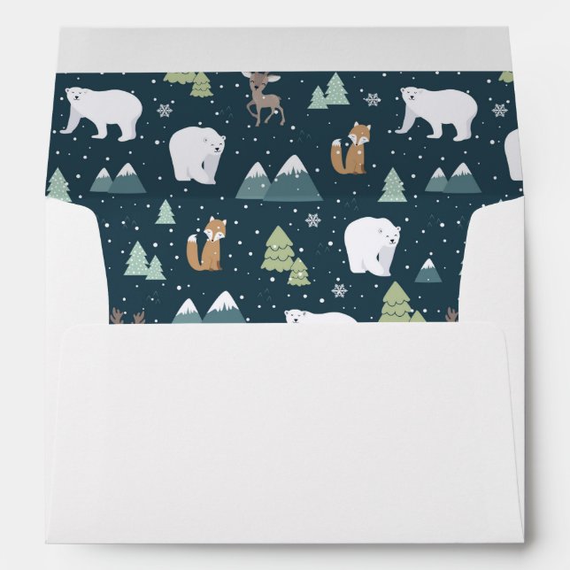 Enveloppe Joli Noël Animaux d'hiver Motif rustique (Dos (Bas))