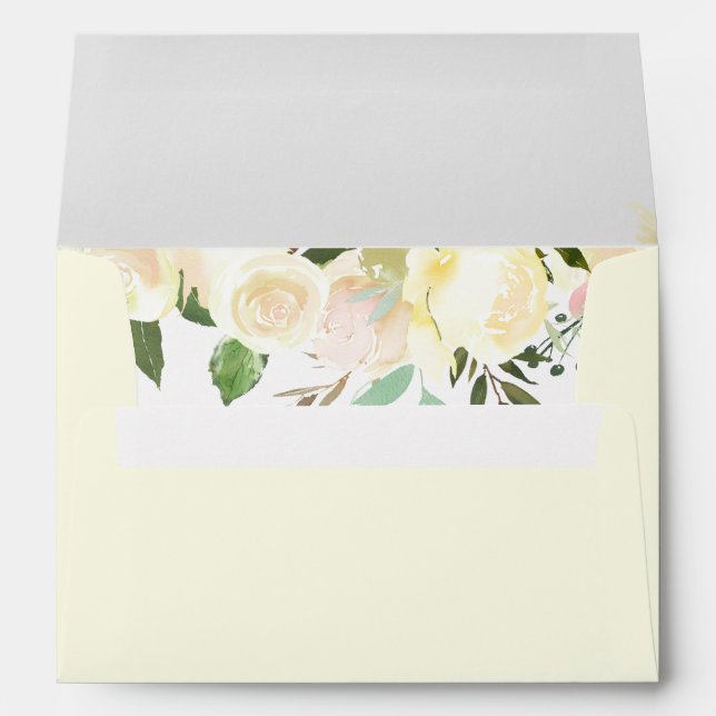 Enveloppe Joli Pastel Jaune Aquarelle Baby shower Floral (Dos (Bas))