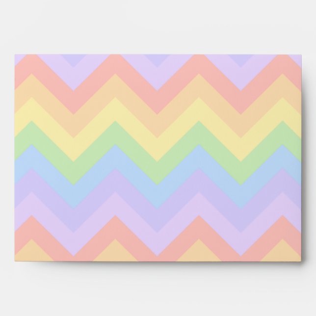 Enveloppe Joli Pastel Rainbow Zigzag Stripes. (Devant)