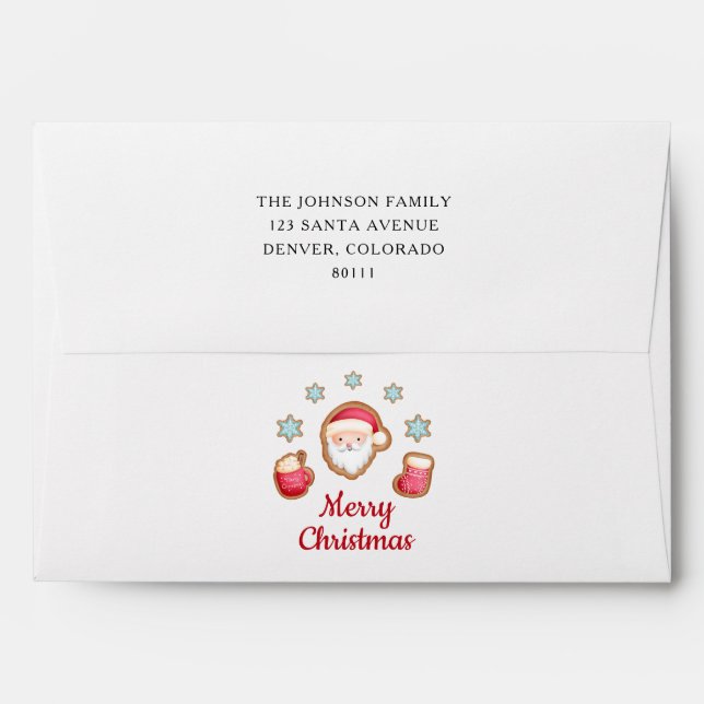 Enveloppe Joli Père Noël Joyeux Noël Adresse de retour (Dos (Haut rabat))