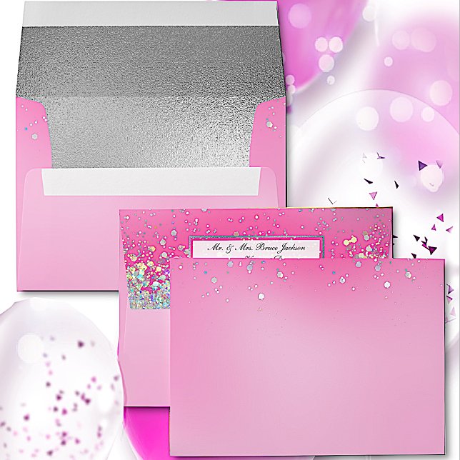 Enveloppe Joli rose avec Confetti et d'huile d'argent (Créateur téléchargé)