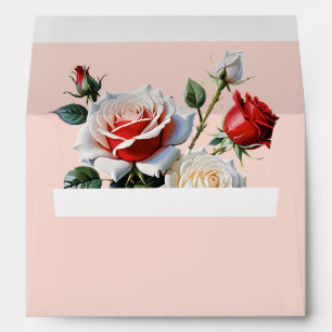 Enveloppe Joli rose blanc rose rose rose mariage floral