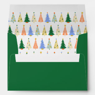 Enveloppe Joli sapin de Noël Rouge Vert Famille Correspondan