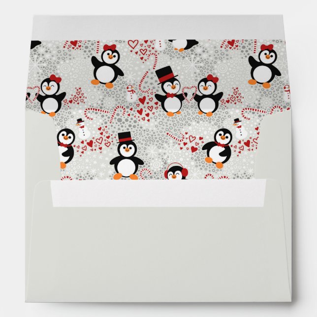 Enveloppe Joli Sucre de canne Noël Tuxedo Penguins (Dos (Bas))