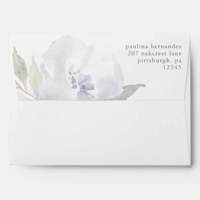 Enveloppe Joli violet Floral Adresse de retour Quinceanera (Dos (Haut rabat))