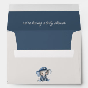 Enveloppe Jolie Baby Shower Éléphant Marin Bleu