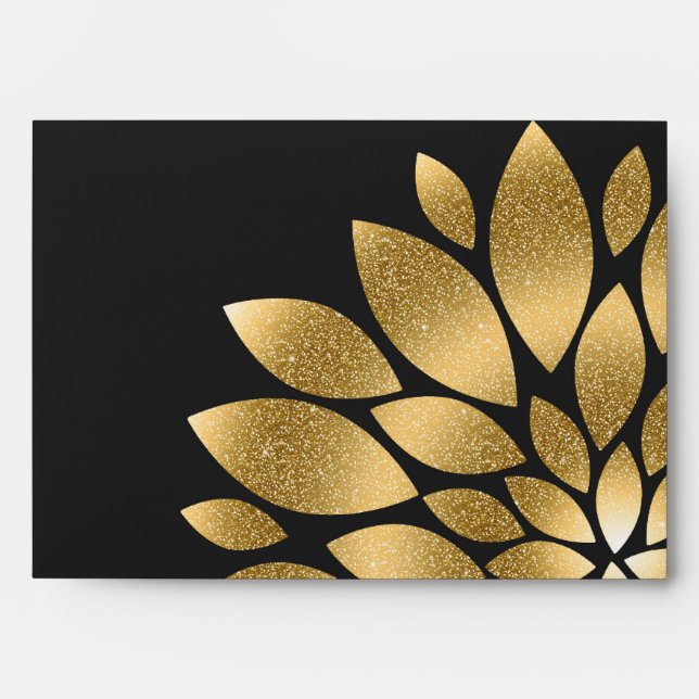 Enveloppe Jolie fausse parties scintillant or fleur abstrait (Devant)