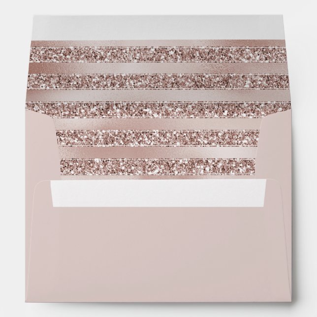 Enveloppe Jolie Parties scintillant rose pâle rayures (Dos (Bas))