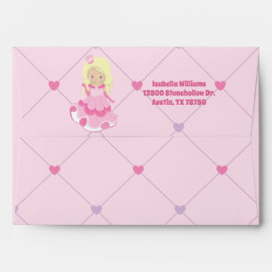 Enveloppe Jolie princesse fille rose fête d'anniversaire Per