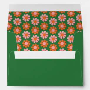 Enveloppe Jolie Rose Vert Rétro Élégant Fleurs Mariage