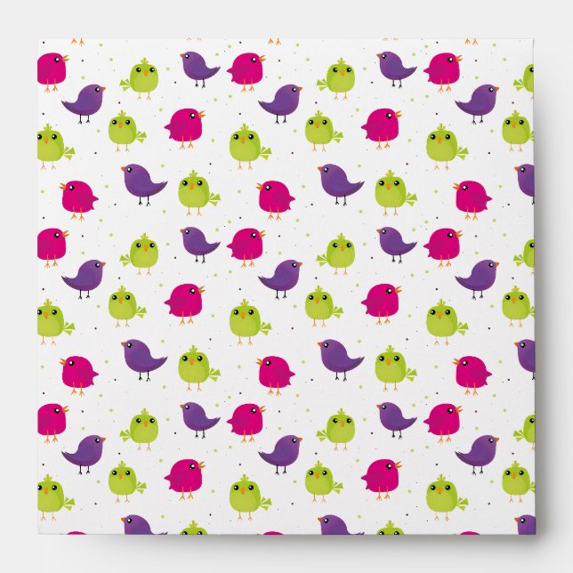 Enveloppe Jolis oiseaux colorés (Devant)