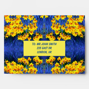 Enveloppe jonquille en bleu et jaune