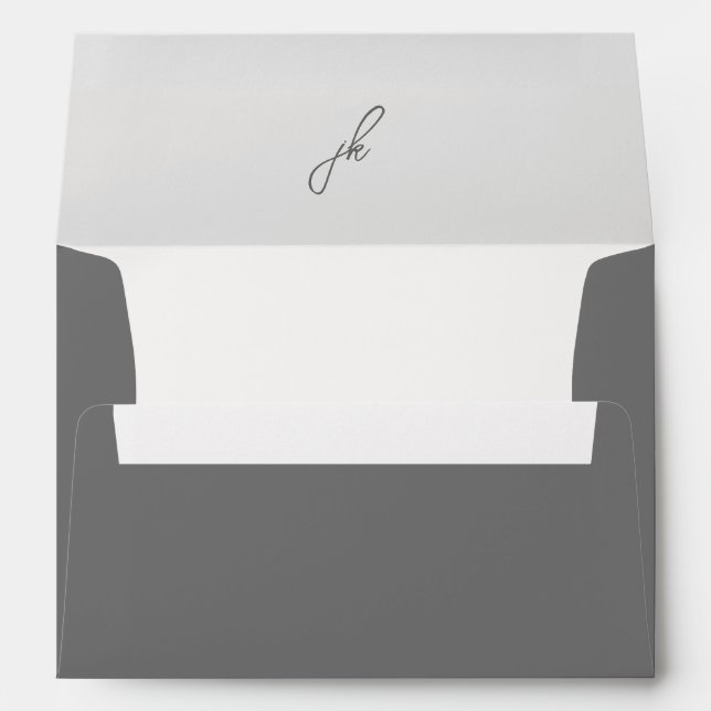 Enveloppe Jordan Gris Script Monogramme Élégant mariage (Dos (Bas))