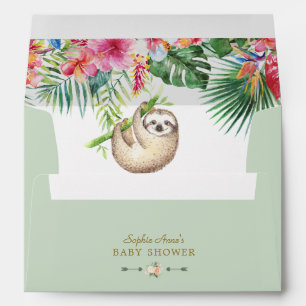 Enveloppe Jote Sloth Tropical Floral Frame Baby shower garço