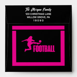 Enveloppe Joueuse de football rose, Équipe fille d'anniversa