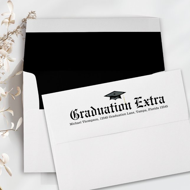Enveloppe Journal de graduation noir et blanc (Graduation Newspaper custom envelope)