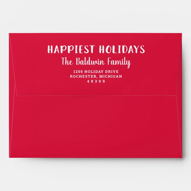 Enveloppe Jours fériés modernes Red Happest Mailing de Noël (Dos (Haut rabat))
