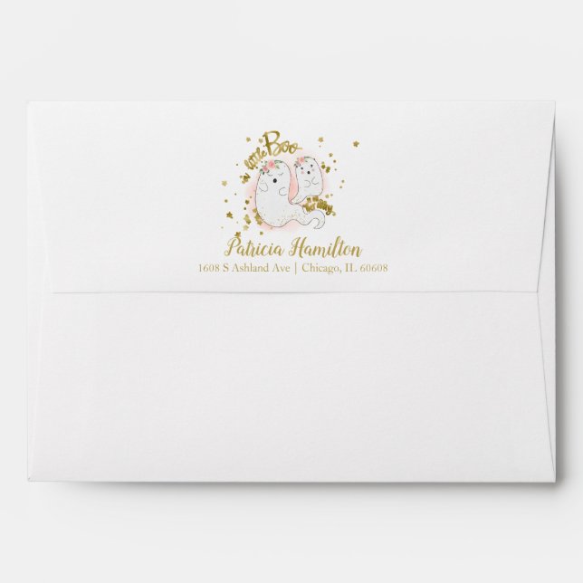 Enveloppe Jovely Ghost Halloween Girl Baby shower Invitation (Dos (Haut rabat))