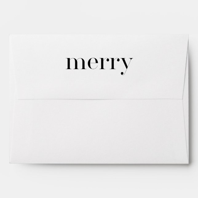 Enveloppe Joy Typographie avec Botanique Imprimer Holiday (Dos (Haut rabat))