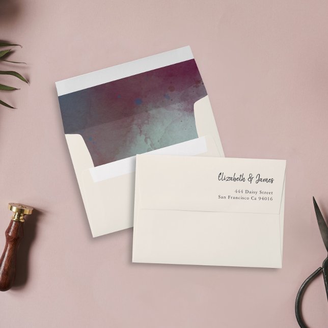 Enveloppe Joyau d'aquarelle moderne tons Boho Mariage (Créateur téléchargé)