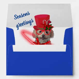 Enveloppe Joyeuses Fêtes de caniche correspondant aux envelo
