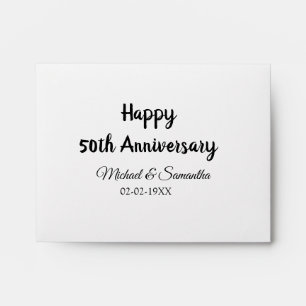 Enveloppe Joyeux 50e anniversaire nom couple date mariage