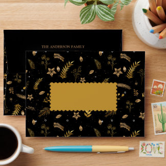 Enveloppe Joyeux Arc d'or de Noël Élégant, Noir moderne