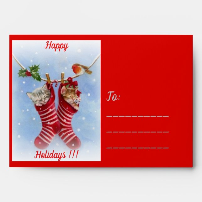 Enveloppe Joyeux chat de vacances ! ! ! (Devant)