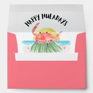 Enveloppe Joyeux Huladays Crabe Hawaiian Tropical Christmas