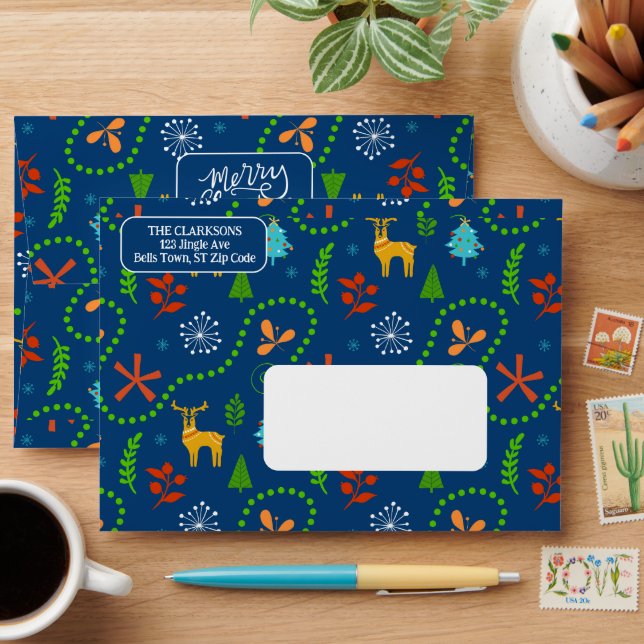 Enveloppe Joyeux Noël dans la forêt | Bleu (Desk)